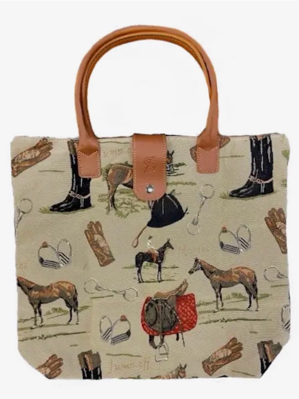 Tapestry Horse, Equestrian Zippered Tote Project, Shopping, Market Bag